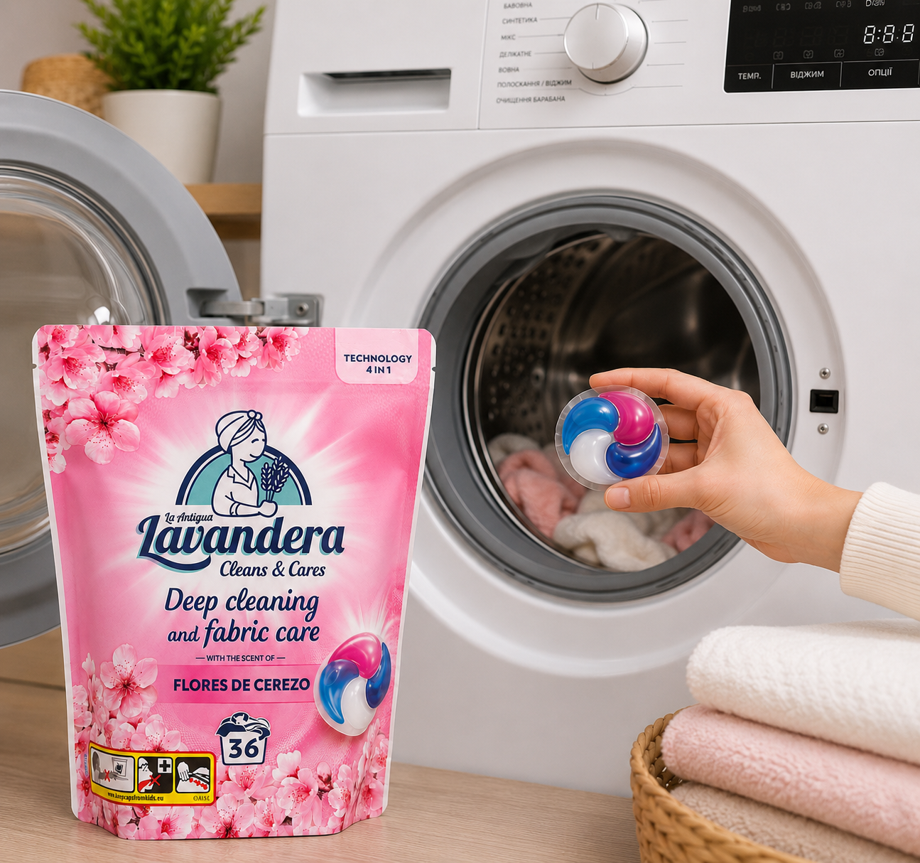 Капсули для прання Lavandera Flores de Cerezo 4в 1 універсальні, 36 шт2